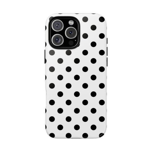 Black Polka Dot Impact Phone Case — Shockproof Protective Cover