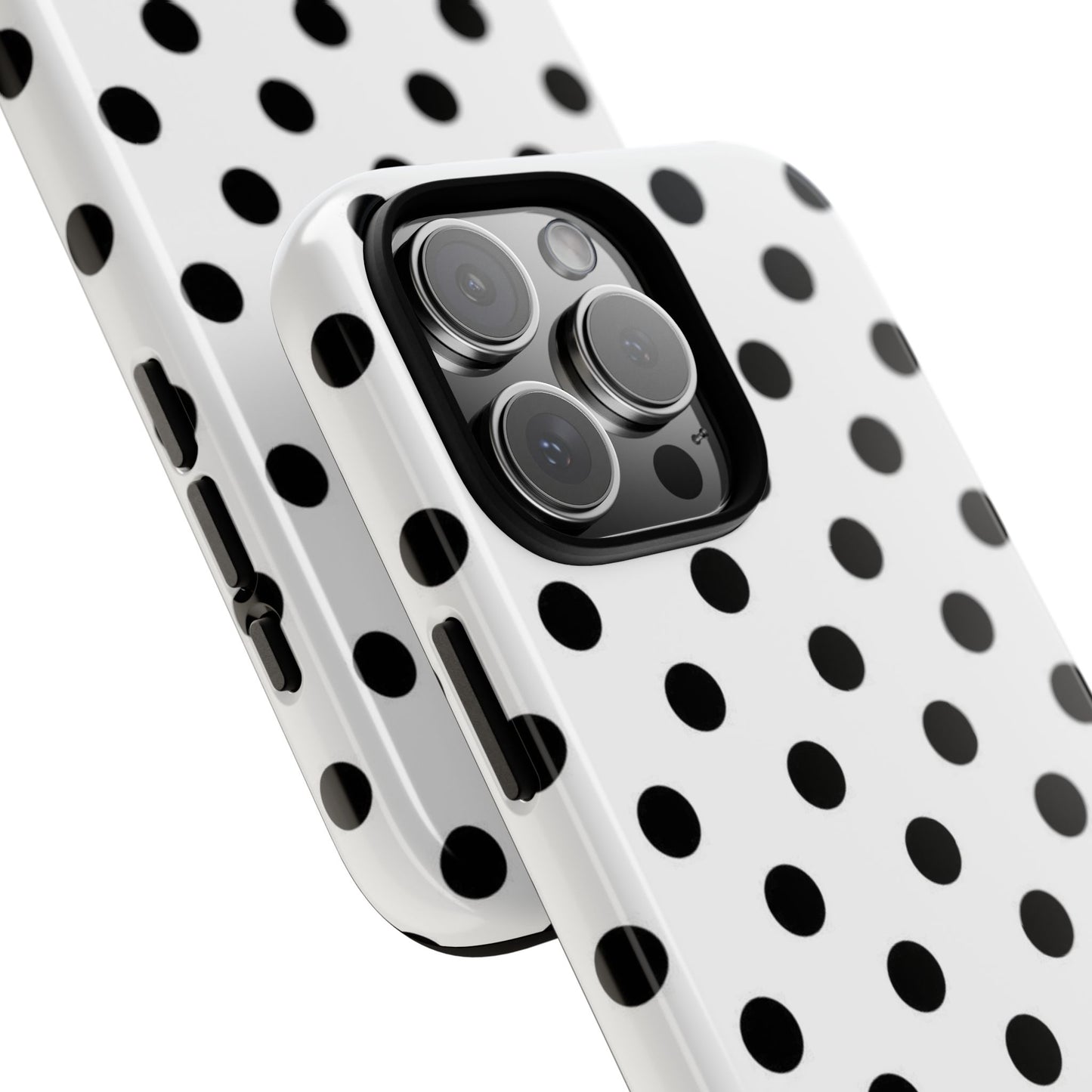 Black Polka Dot Impact Phone Case — Shockproof Protective Cover