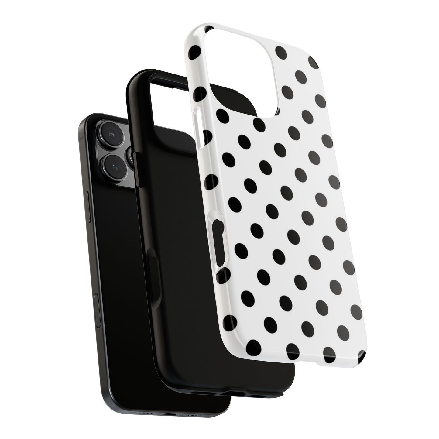 Black Polka Dot Impact Phone Case — Shockproof Protective Cover