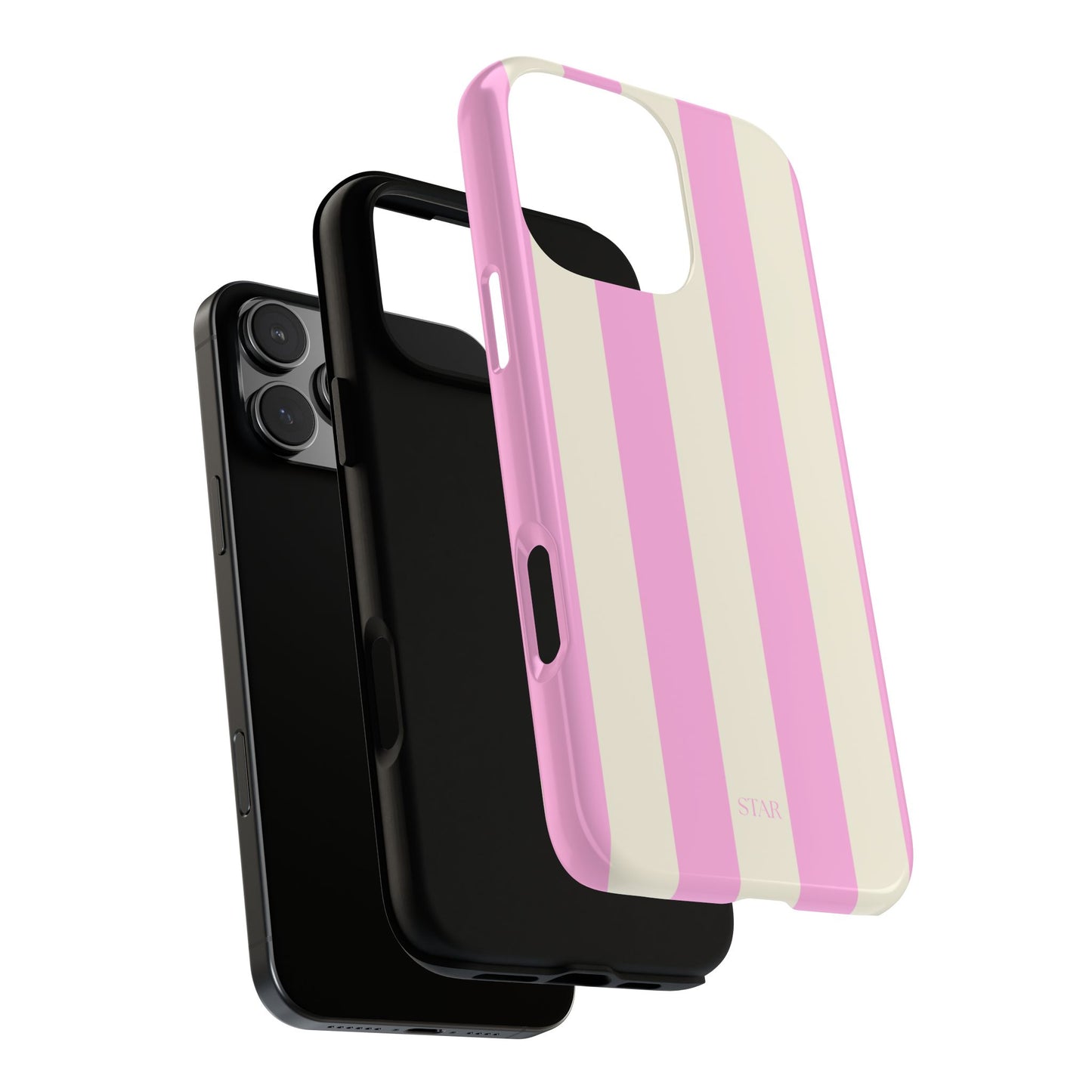 Pink & Cream Striped iPhone Tough Case - Cute Preppy Cabana Aesthetic