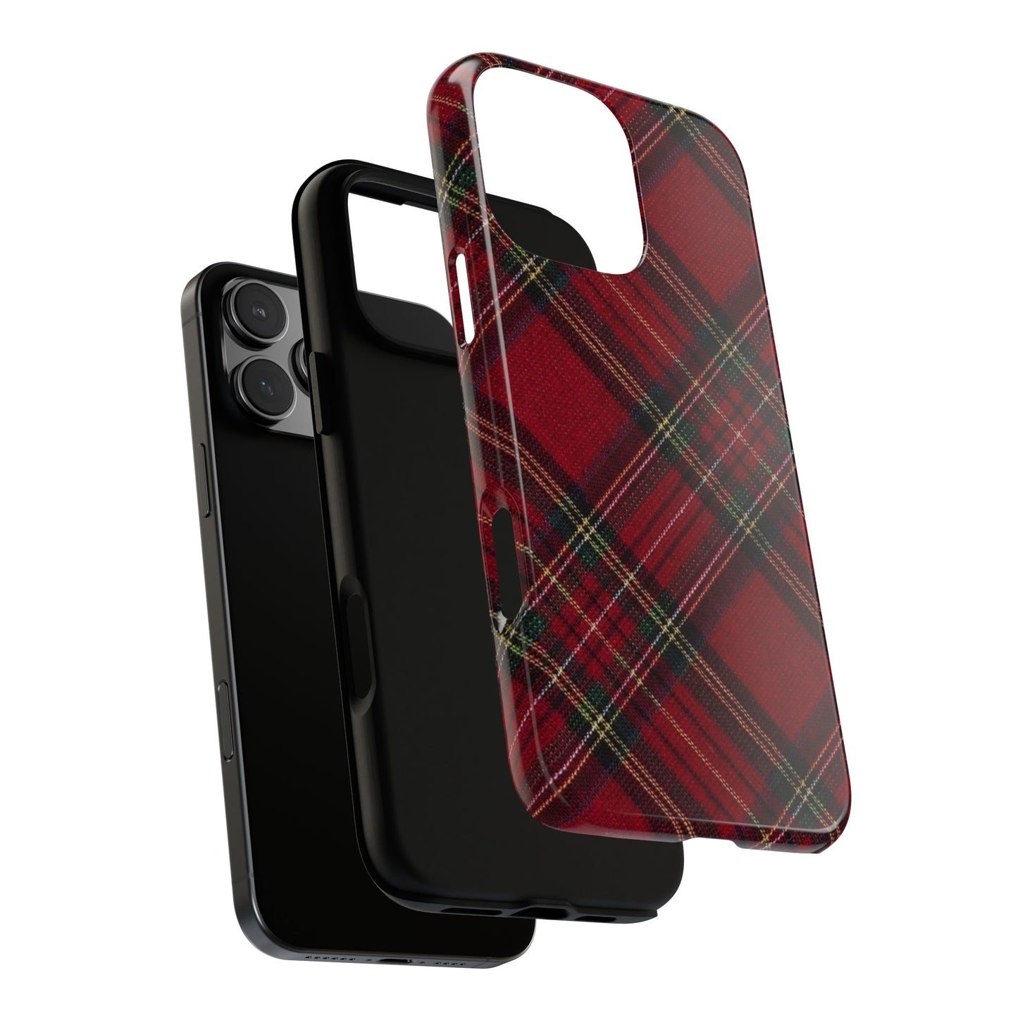 Red Tartan Plaid Impact Phone Case — Shockproof Protective Cover