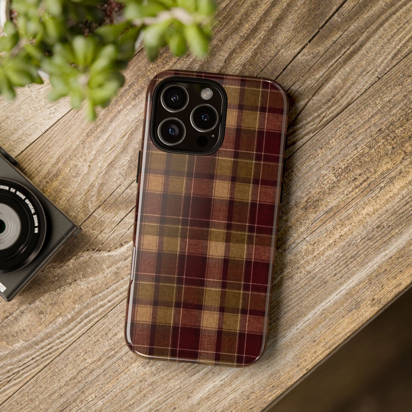 Brown Vintage Plaid Aesthetic iPhone Tough Case